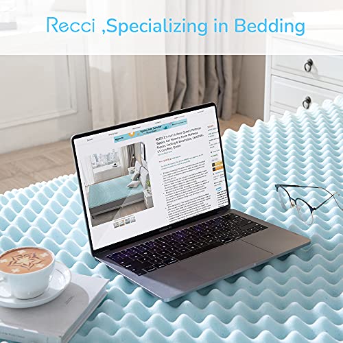 RECCI 2.5Inch Egg Crate Mattress Topper Queen, Pressure Relief Memory Foam Mattress Topper for