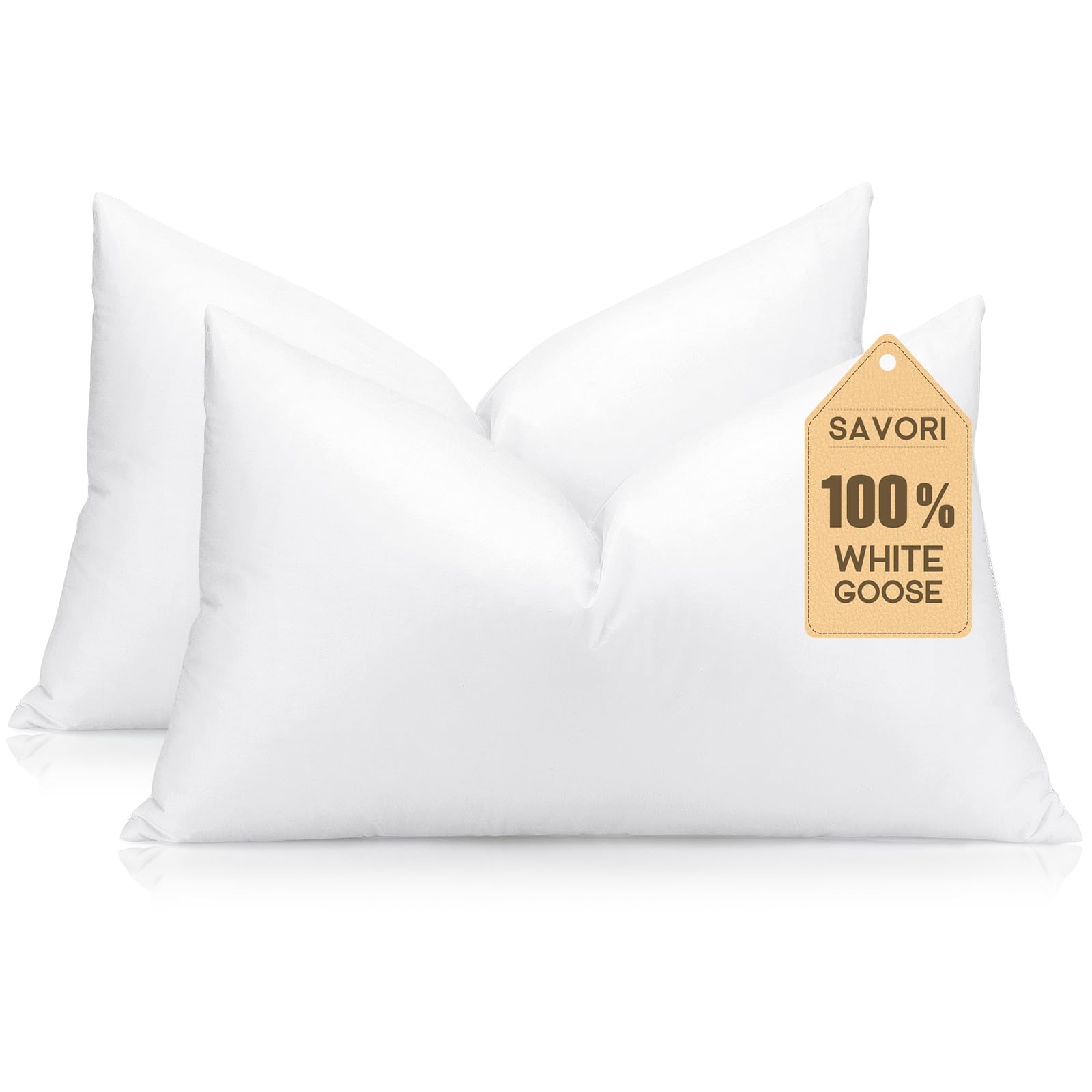 Photo 1 of (only one) Down and Feather Throw Pillow Inserts 12x20 Soft Fluffy Pillow Inserts with 100% Down-Proof Cotton Cover