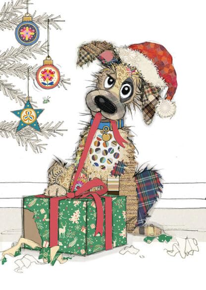 Bug Art Christmas Cards Pack of 8 - Christmas Mutt Embossed with Foil Details - Eco-Friendly & Recyclable
