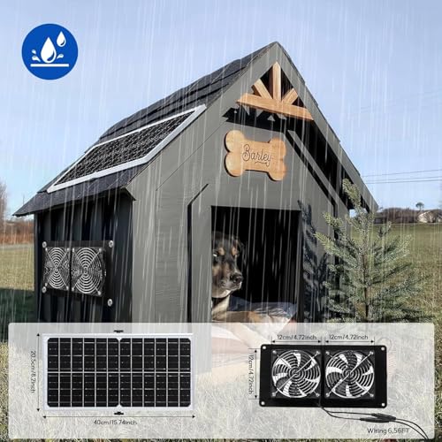 SUNYIMA Solar Fan, 15 W Waterproof Solar Dual Exhaust Fan for Small Chicken Coops, Sheds, Pet Houses, Greenhouse Air Circulation Outdoor
