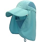 Connectyle Men's Foldable Outdoor Sun Cap with Removable Face Mask Neck Flap Cover UPF 50+ Sun Protection Fishing Hiking Hat