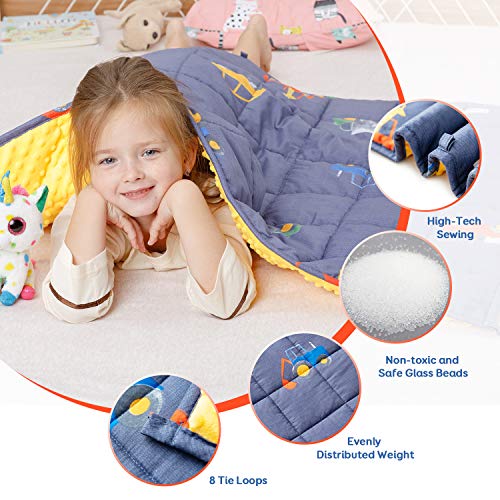 BUZIO Weighted Blanket 7 lbs for Kids, Ultra Cozy Minky Fleece and
