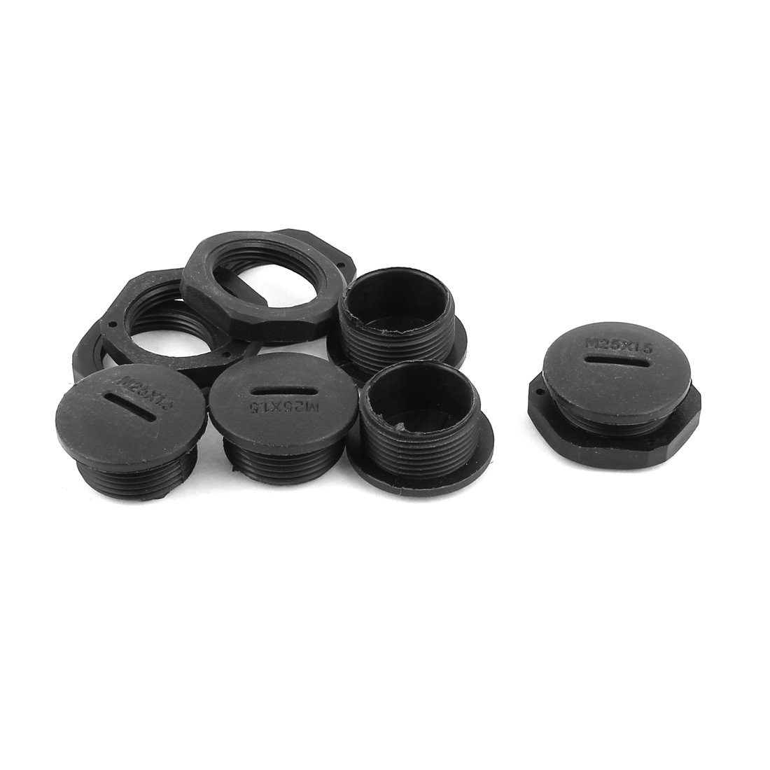 Sourcingmap M25 x 1.5cm Plastic Round Head Pipe Adapter Black 5Pcs