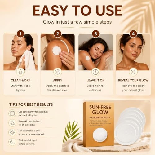 3 Box Sun Free Glow Patches, 2026 New Sun Free Glow Micro Needle Patch Tanning, Sun Free Glow Tanning Patches, Enhances Natural Tan, Natural Looking Glow, Bronzing, Suitable for All Skin Types