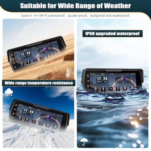 CMAECHO [2026] Motorcycle Dashcam Carplay with Front/Rear Camera, 6.86 Inch HD Touch Screen, IP68, Waterproof Motorcycles with Dual Bluetooth, WiFi, Android Auto, Mirror Link