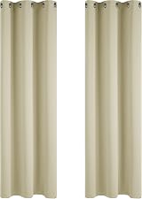 Deconovo Room Darkening Curtains Beige 2 Panels 42 x 95 Eyelet Ring Top view 3