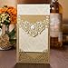 Gold Fortune Paper Laser Cut Wedding Baby Shower Invitation Cards with Flower Hollow Favors Invitation Cardstock for Engagement Birthday Graduation (YC072 Brown)
