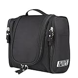 Travel Toiletry Bag Waterproof Dopp Kit Bathroom Storage Organizer with Hanging Hook for Men Women Toiletries and Travel Accessories, Large Capacity (Black)