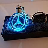Fitracker 2018 New Style Mercedes Benz Keychain Accessories Creative LED Crystal 7 Color Light Changing Car Keyring the Best Gift for Drivers