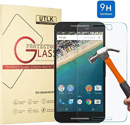 Nexus 5X Screen Protector,UTLK® [Anti-fingerprint] 9H Tempered Glass Rounded Edge Glass Screen Protector for LG Nexus 5X HD Clear