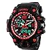 BesWLZ Men Large Dual Dial Analog Digital Quartz Multifunction 50M Water Resistant Watches( Red)