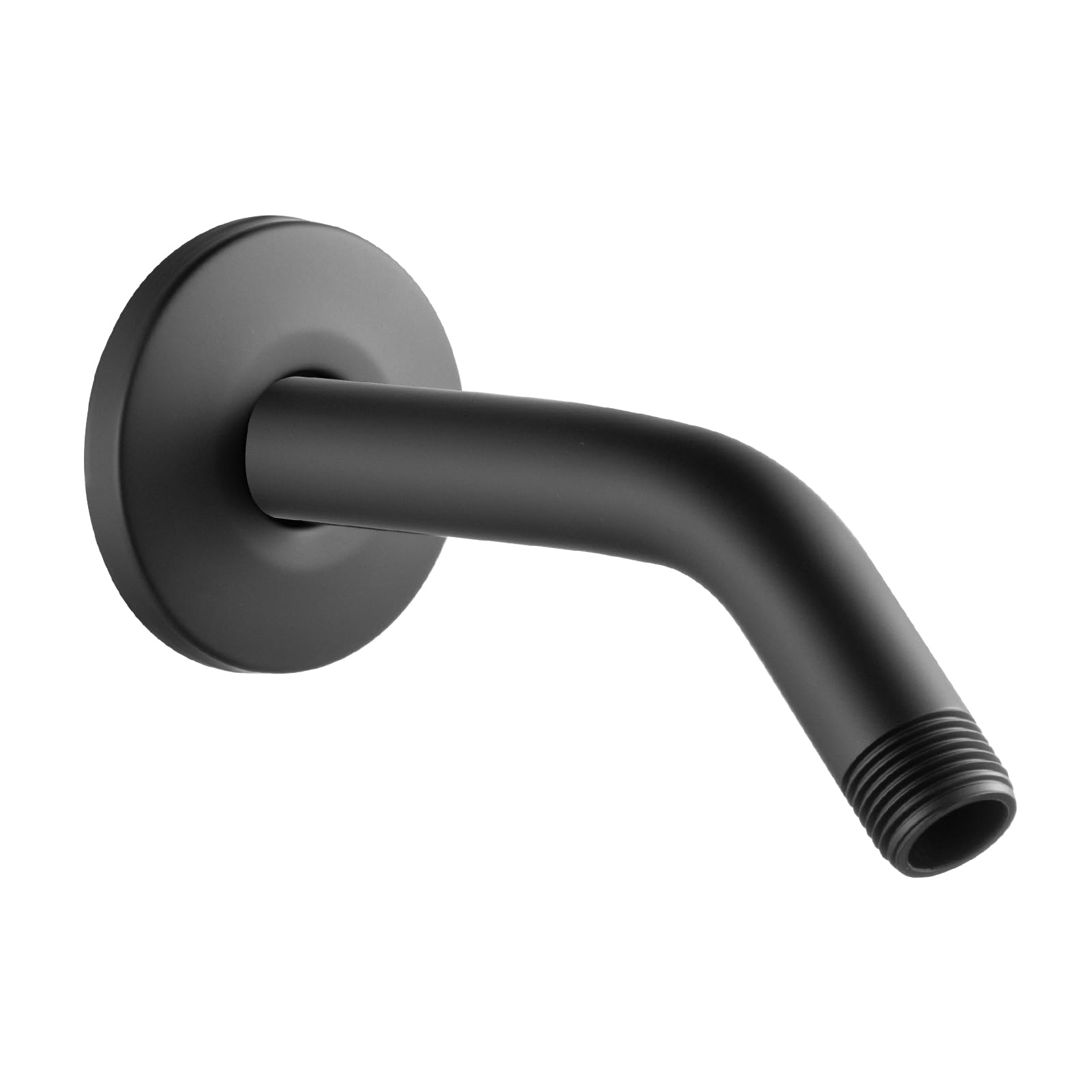 OFFO Shower Arm with Flange Universal Wall-Mounted Replacement Shower Arm for Fixed Shower Head and Rain Shower Head, 15cm(6 inch) Matte Black
