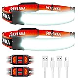 SEVENKA Led Wide-Beam Headlamp, 2 Pack Rechargeable