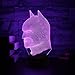 Birthday Gift Night Light for Kids 3D Illusion Lamp Optical Led Desk Lamps Unique Gifts for Boys Home Decor Office Bedroom Party Decorations Bat Nursery Lighting 7 Color Bonus Phone Ring Stand 2018