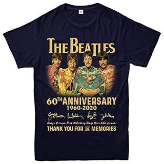 The Beatles 60Th Anniversary Men T-Shirt Rock Band The Beatles Gift Top Blue L - Les Beatles, Paul McCartney, John Lennon, RIngo Starr, George Harrison