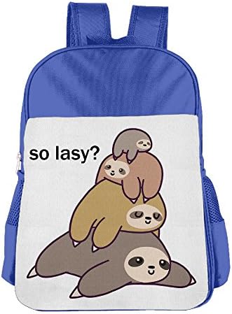Children's Schoolbag Funny Sloth Stack Light Weight Backpack Satchel Lunch Bag RoyalBlue