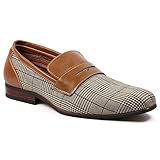 Ferro Aldo MFA-19371 Men's Brown Plaid Slip On Driving Loafers Shoes