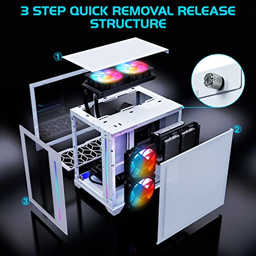 GIM Micro ATX Case, MiniITX Gaming PC Case 2 Tempered Glass Panels & Front Panel Micro ATX PC