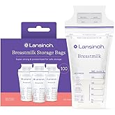 Lansinoh Breastmilk Storage Bags, 100 Count, Easy to Use Breast Milk Storage Bags for Feeding, Baby Essentials, Presterilized
