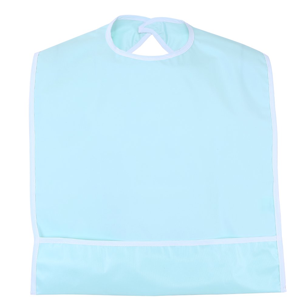 Mealtime Bibs Clothing Protector, Waterproof Adult Bib Elder Disability Aid Cook Dining Clothes Washable PVC, 17.72 x 25.59Inch(Light Green)