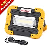 SUNZONE Portable LED COB Work Light,Outdoor Waterproof Flood Lights, for Camping,Hiking,Car Repairing,Workshop,Construction Site,Builtin Rechargeable Battery Power Bank and SOS Emergency Mode(Yellow)