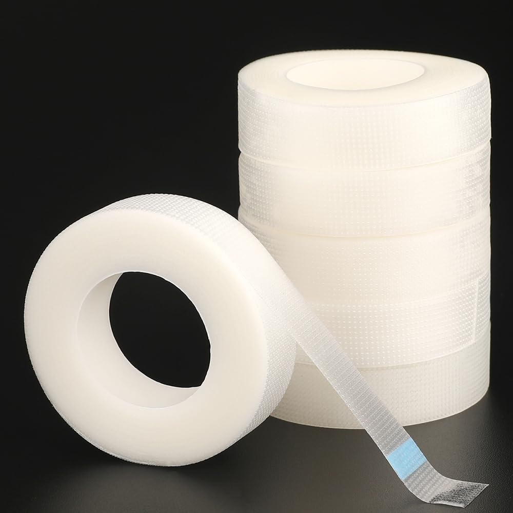G2PLUS 6 Rolls Micropore Adhesive Surgical Tape, 1/2 Inch PE Medical Tape, White Eyelash Extension Tape -10 Yards Each Roll