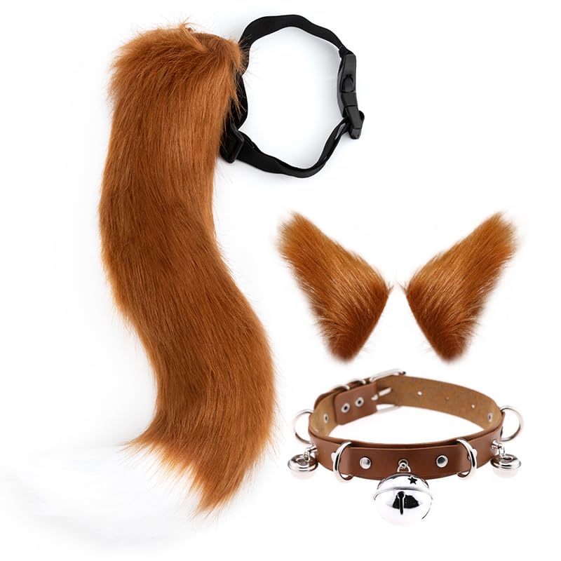 DRESHOW Fox Faux Fur Tail Cat Ears Hair Clip Halloween Party Costume Neck Choker Cosplay Set for Women — image 1