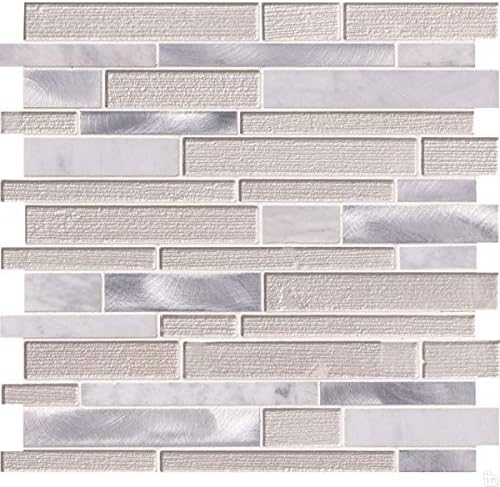 White Wave Interlocking Pattern 4mm Glass Wall Tile 15 Sft Case 15 Pcs Amazon Com