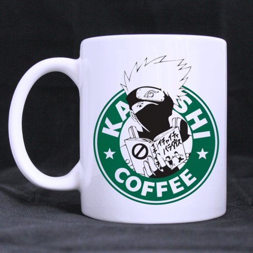 Easyolife Funny Designed White Coffee Mugs or Tea Cups Cool Unique Birthday or Christmas Gifts/ Kakashi Naruto Starbucks Anime Managa Inspired Geek Nerd Gamer