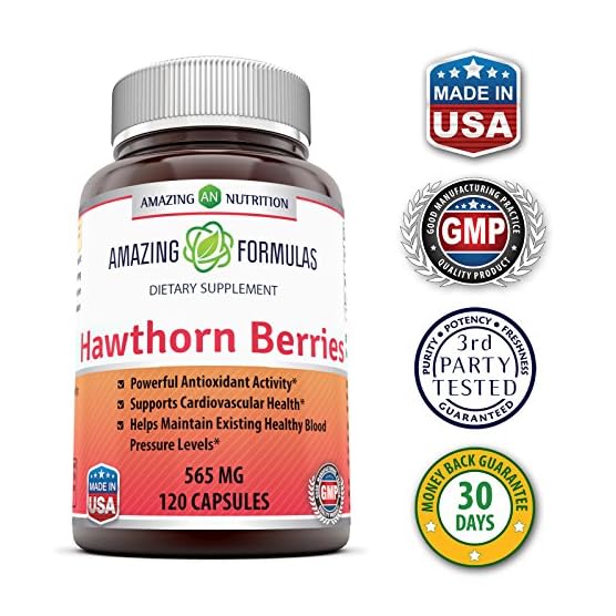 Amazing Formulas Hawthorn Berries 565mg 120 Capsules NonGMO Gluten Free Made in USA