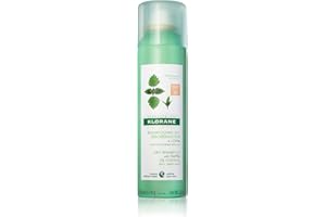 Klorane Dry Shampoo with Nettle, Natural Tint for Brunettes, for Oily Hair and Scalp, Regulates Oil Production, Paraben & Sulfate-Free