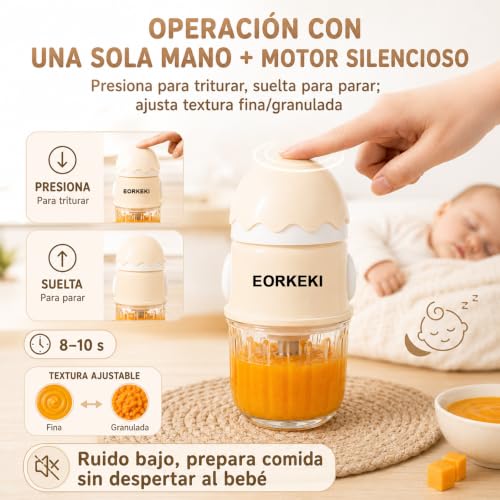 Licuadora para Papillas de Bebe, Procesador de Alimentos, Vidrio de Borosilicato Alto de Grado Alimentario, Cuchillas de Acero 316 de Grado Médico, Sin BPA, para Frutas Frescas, Verduras y Carne