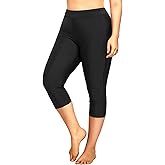Holipick Plus Size Swim Pants for Women Swim Capris High Waisted Swim Leggings UPF 50+ Long Swim Shorts