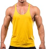 Q.Y.Fashion Men's Cotton Blank Stringer Y Back Workout Gym Tank Tops