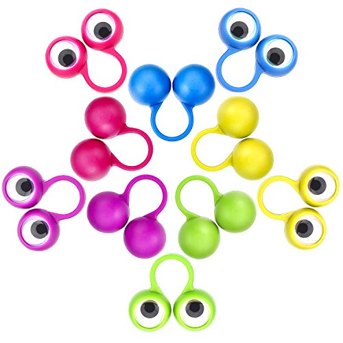 Jovitec 48 Pieces Googly Eye Rings Finger Puppets Wiggly Eyeball Finger