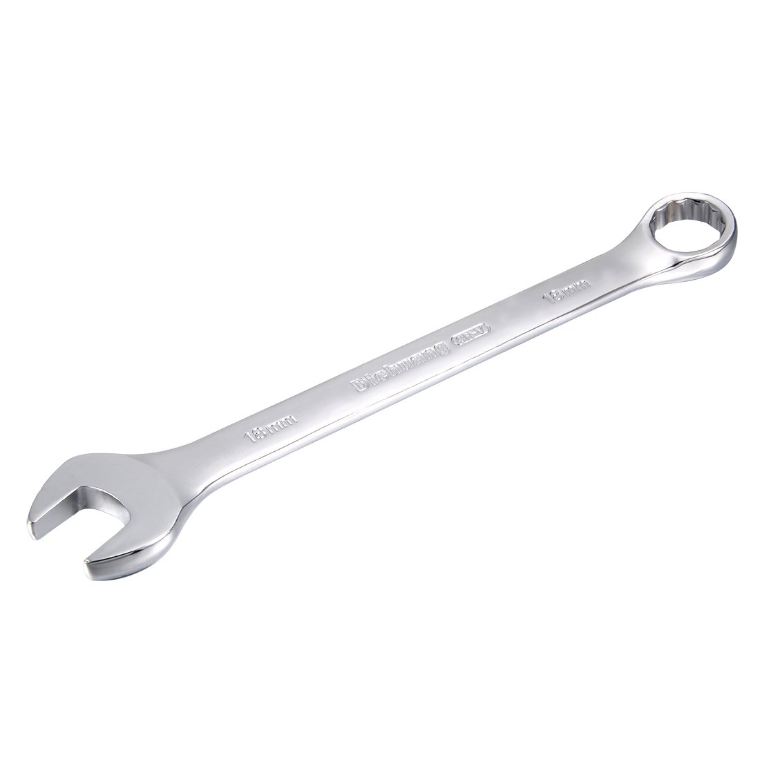 Sourcingmap Metric 18mm 12-Point Box Open End Combination Wrench Chrome Finish, Cr-V