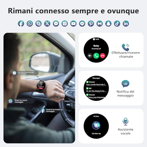 Blackview Smartwatch Uomo Donna, Effettua e Rispondi alle Chiamate, Orologio Smartwatch Fitness con 1.43' HD AMOLED/112+ Sportive/SpO2/Monitoraggio del Sonno/Cardiofrequenzimetro per Android IOS