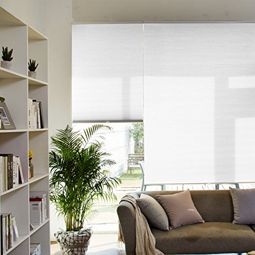 Grandekor 24 inch x 36 inch Cellular Blinds Cordless Shades Light Filtering Honeycomb Blinds and Shades for Window White
