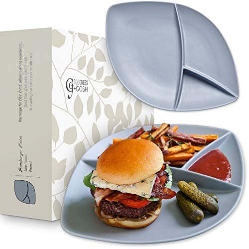 Ceramic Divided Dinner Plates. FLYING BALLOON Elegant Quadrate Shaped Ceramic Divided Plate