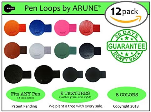 12x Arune Pen Loop [3 Sizes, 8 Colors, 2 Textures] - Mix Pack - Designed for Moleskine, iPad Pencil, journals, planners, sketchbooks, &amp; more
