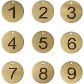 Numbered Brass Tags with Key Rings (1-10)