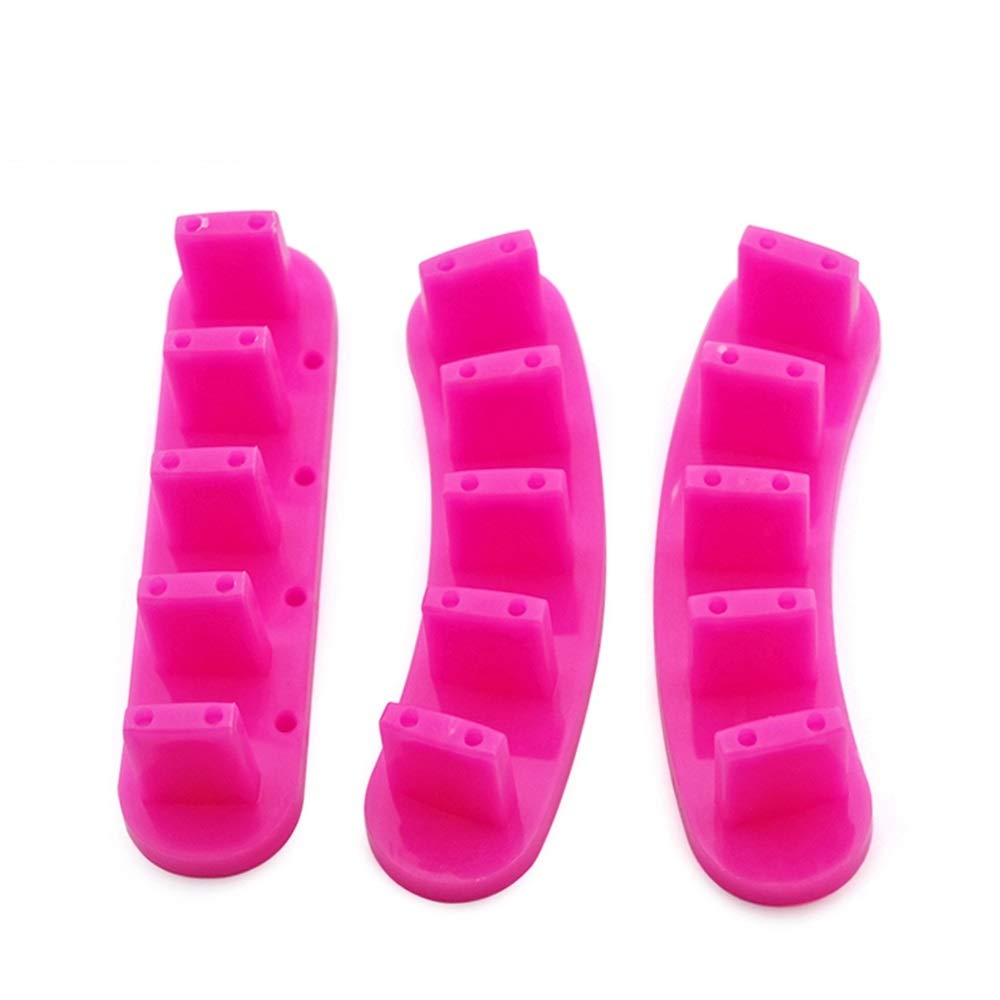 3 pcs False Nail Art Tips Practice Display Stand Tool for Gel Nail Polish DIY Nail Training Tools WITH 10 pcs Nail Tips (Pink)