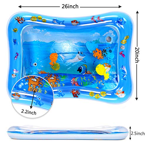 Water Play Mat, FYLINA Tummy Time Water Mat Inflatable Baby Play Mat for Infants, Leakproof BPA Free Sensory Toy Fun Activity Play Center for Baby's Stimulation Growth (26"x20")  - Thumbnail 5