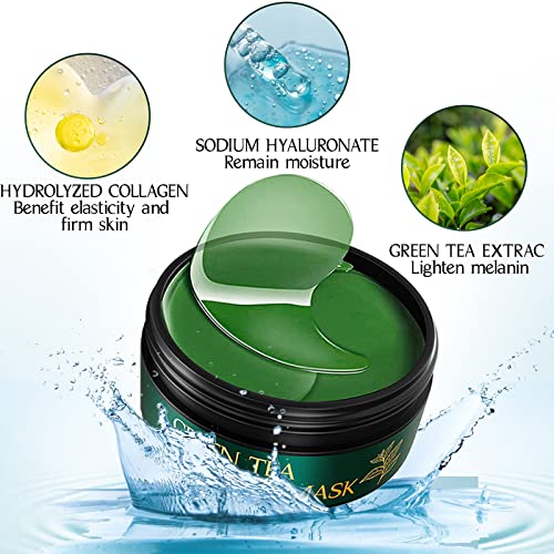 Green Tea Eye Collagen Patch Dark Circles and Bags, Anti Wrinkle, Remove Bags and Puffiness, Anti-Aging Moisturises, 30 Pairs