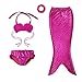 Mermaid Tails for Swimming for Girls Swimsuit Swimwear Shiny 4pcs Green Hot Pink