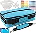 GIANT 124 Essential Oils Train Case for 5ml, 10ml and 15ml bottles – Shoulder Style Soft Case with Tall Plush Black Felt Inlay EVA Insert, Premium Metal Connectors and Double Zippers (Caribbean Blue)
