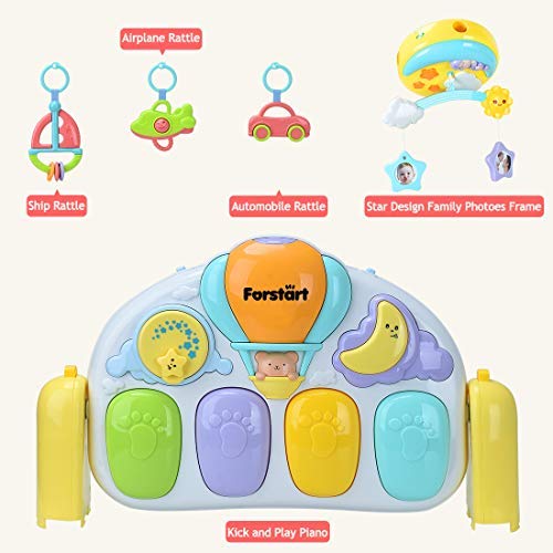 FORSTART Kick and Play Piano Play Gym Night Moon Stars Light Projector Large Activity Play Mat Newborn for Baby 1-18 Month Sit Lay Down Infant Tummy Time Sensory Development Educational Playtime - Thumbnail 2