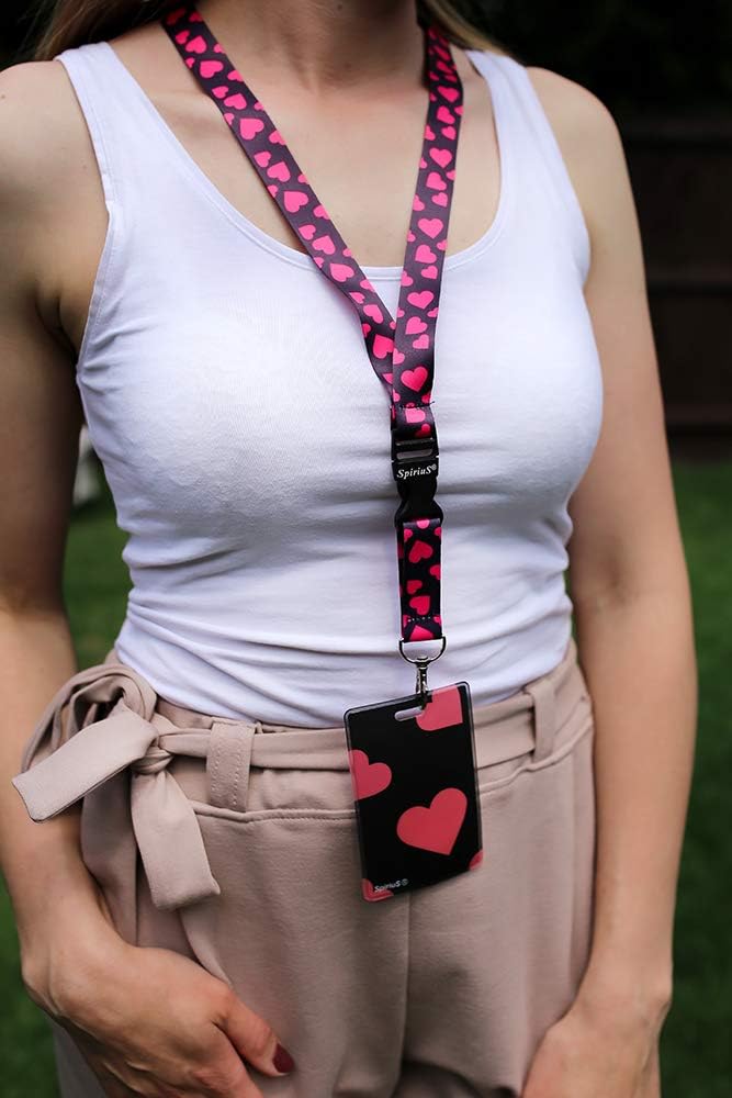 SpiriuS Pink Hearts Breakaway Lanyard Neck Strap with Safety Release Clip - Image 3