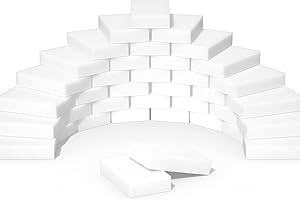 POWOBEST Magic Erasers Sponge, 100 Pack Extra Premium Melamine Sponge Foam Cleaning Pads in Bulk, Non-Scratch Scrub Sponge, Household Cleaning Kitchen Dish Sponges (White)