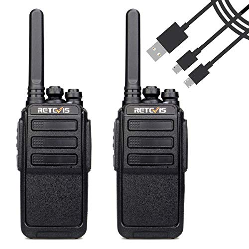 Retevis RT28 PMR Funkgerät Wiederaufladbar PMR446 Lizenzfrei mit USB Ladekabel 16 Kanäle Walkie Talkie CTCSS&DCS VOX Squelch Funkgeräte Set (Schwarz, 2 Stück)